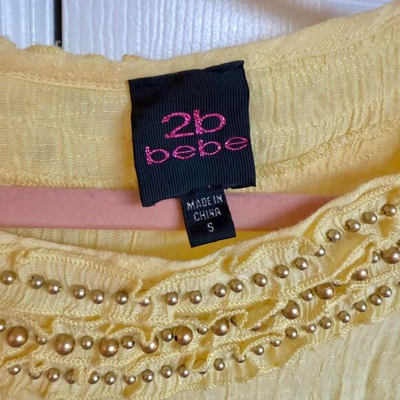 2b bebe Vintage Butter Yellow Beaded Ruffle Top - Picture 7 of 8